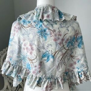 Vintage Liberty House Hawaii Ruffle Floral Pattern Shawl